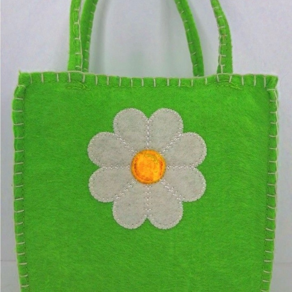 RARE Bright Green Felt Bag Y2K